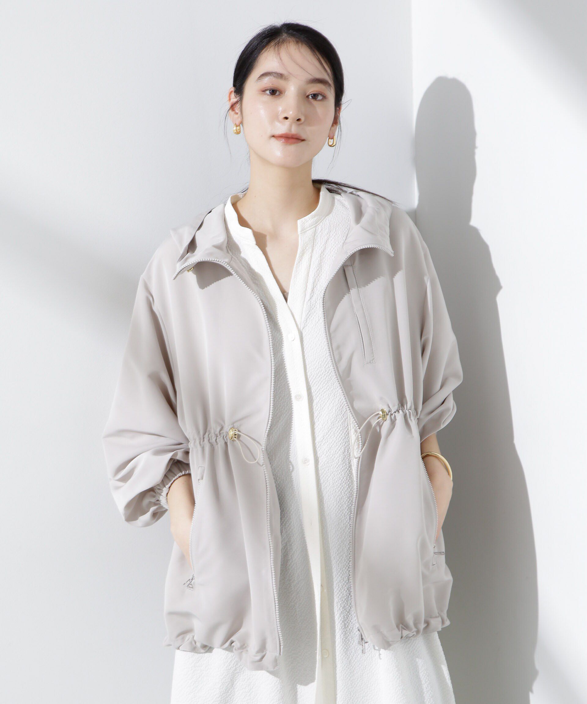 nano･universe「撥水グログランフードブルゾン」|ブルゾン・スタジャン|