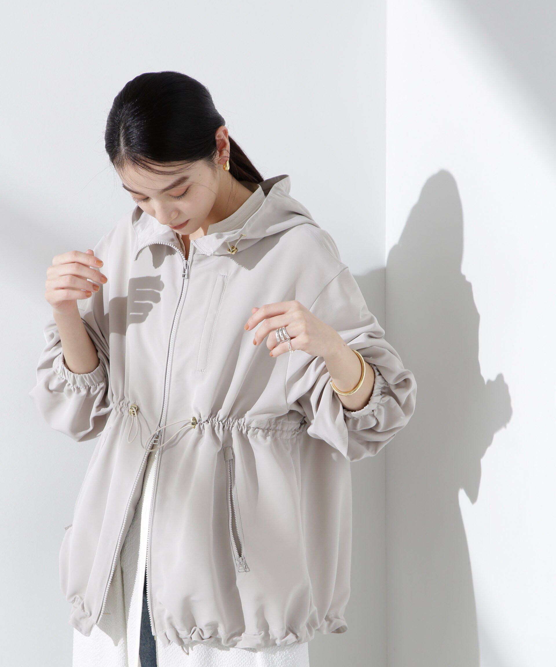 nano･universe「撥水グログランフードブルゾン」|ブルゾン・スタジャン|