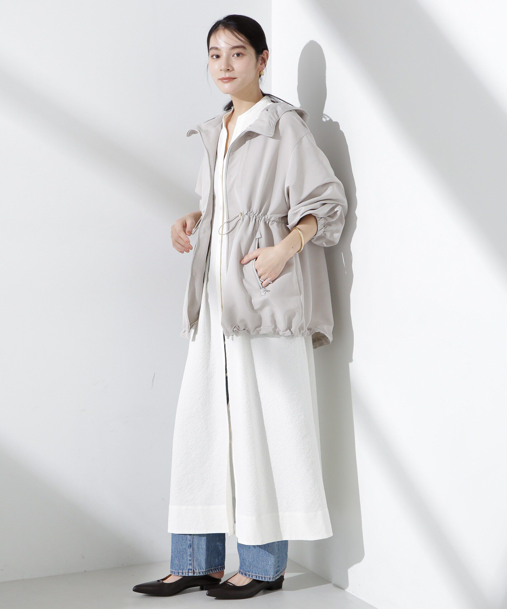 nano･universe「撥水グログランフードブルゾン」|ブルゾン・スタジャン|