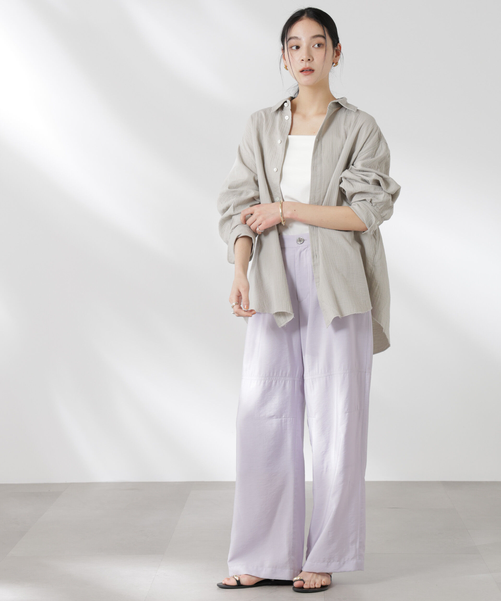 nano･universe「GREYCHORD/SANDY BIG オーバーサイズロングスリーブシャツ」|シャツ・ブラウス|