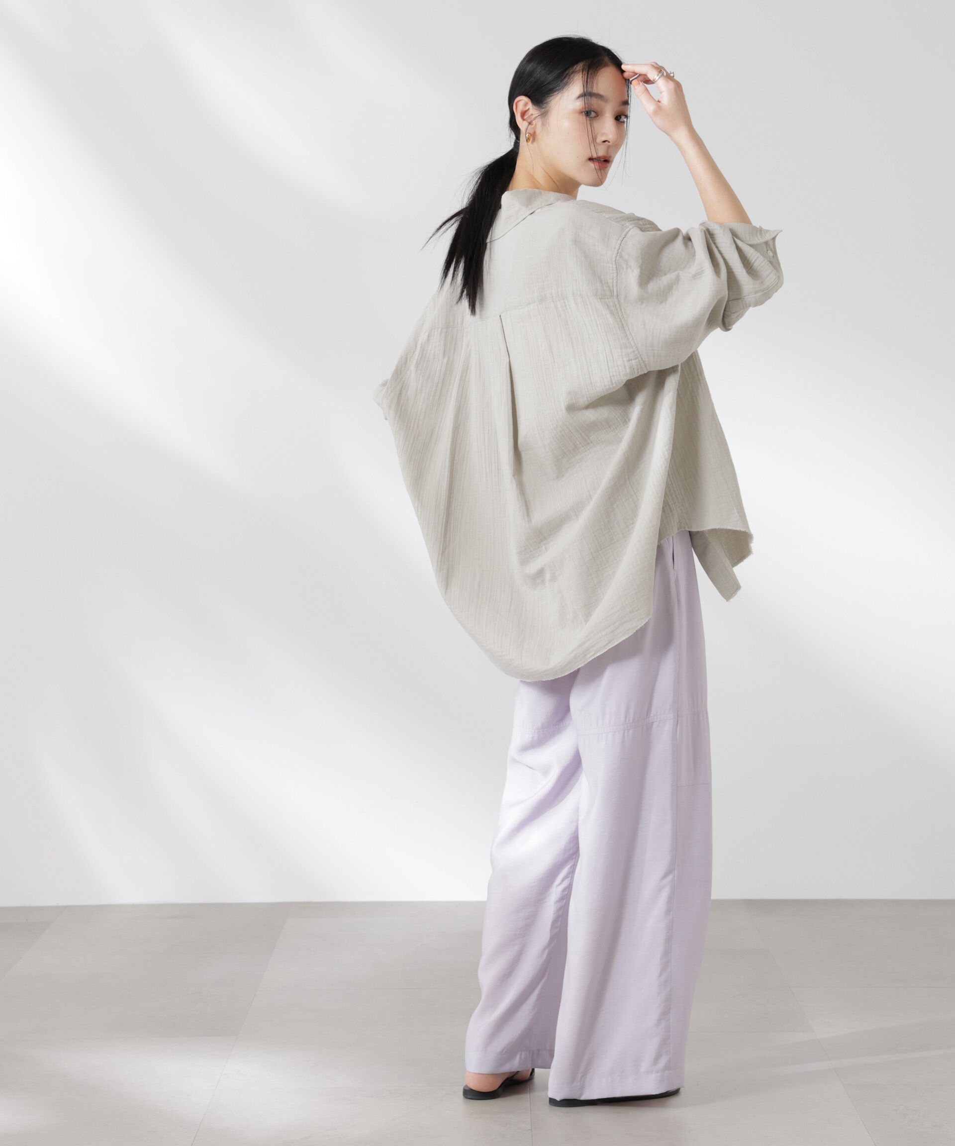 nano･universe「GREYCHORD/SANDY BIG オーバーサイズロングスリーブシャツ」|シャツ・ブラウス|