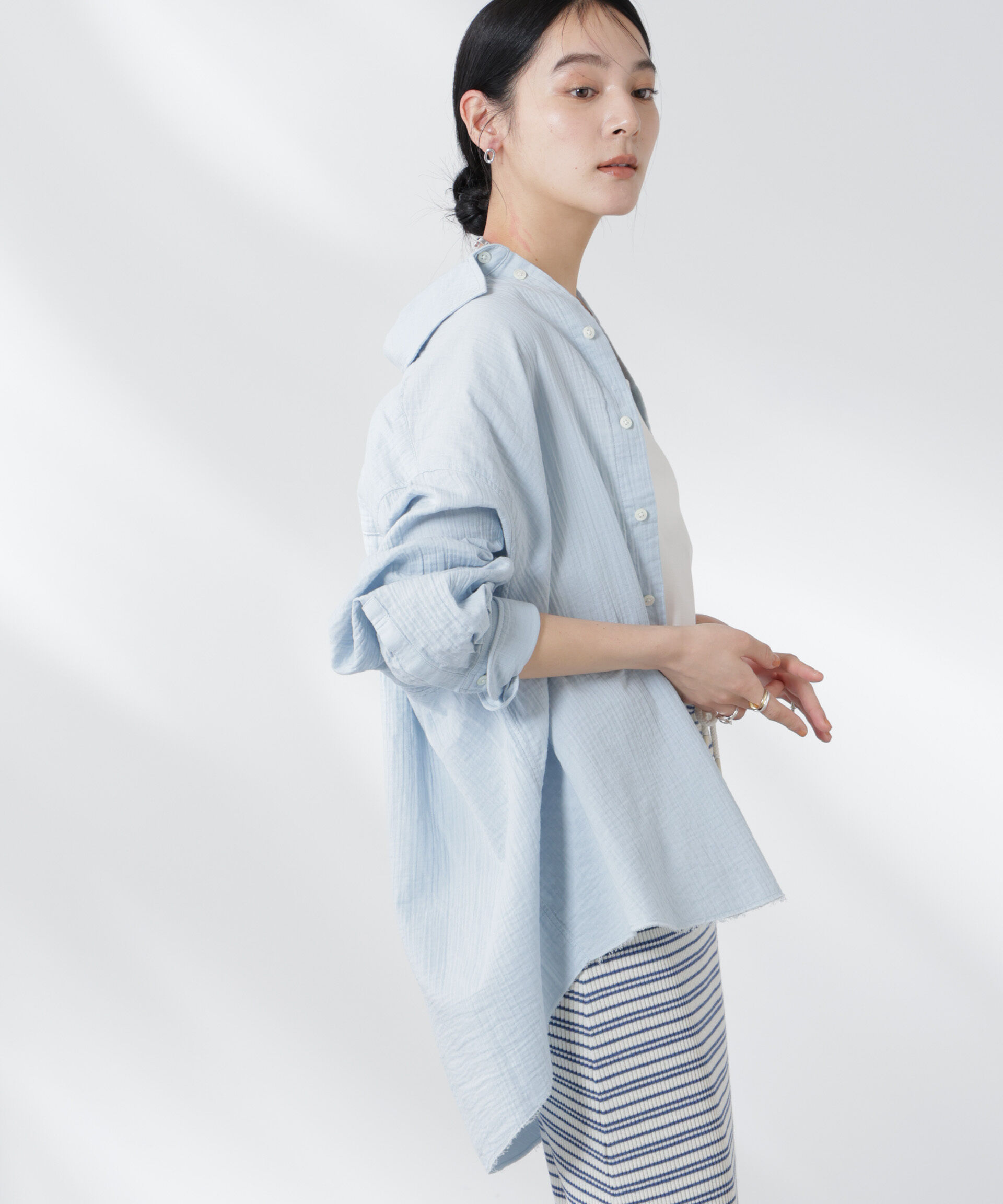 nano･universe「GREYCHORD/SANDY BIG オーバーサイズロングスリーブシャツ」|シャツ・ブラウス|