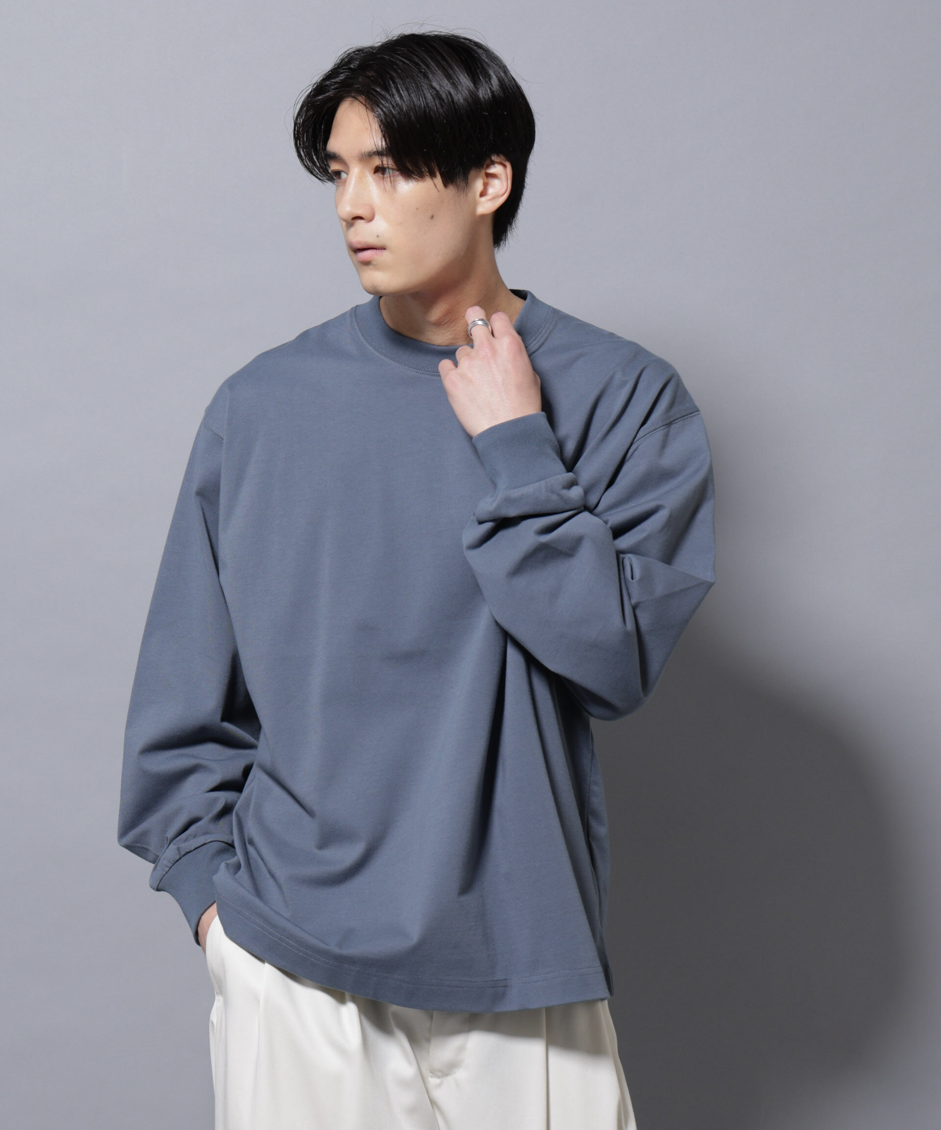 nano･universe「ビックシルエットワンポイントTシャツ 長袖」|Tシャツ・カットソー|ブルーグレー5