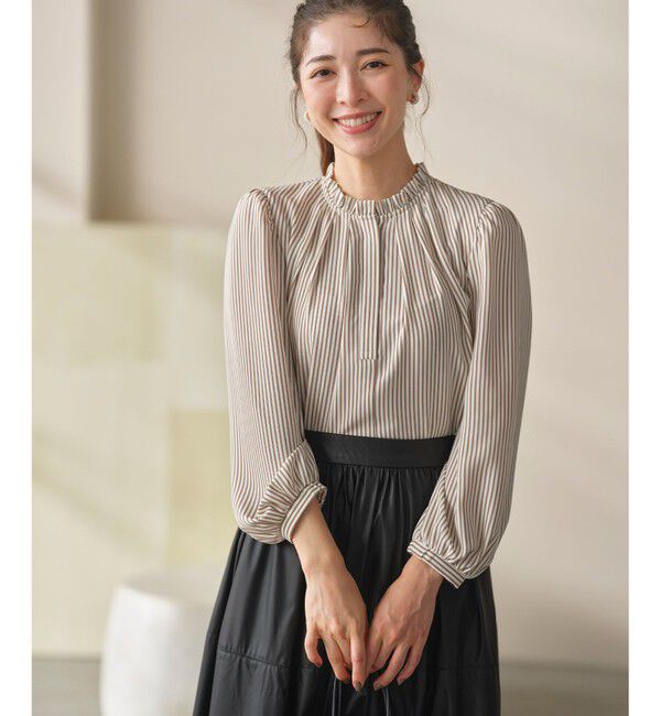 組曲「【WEB限定】ライトデシン フリル襟ブラウス」|シャツ・ブラウス|ﾍﾞｰｼﾞｭ