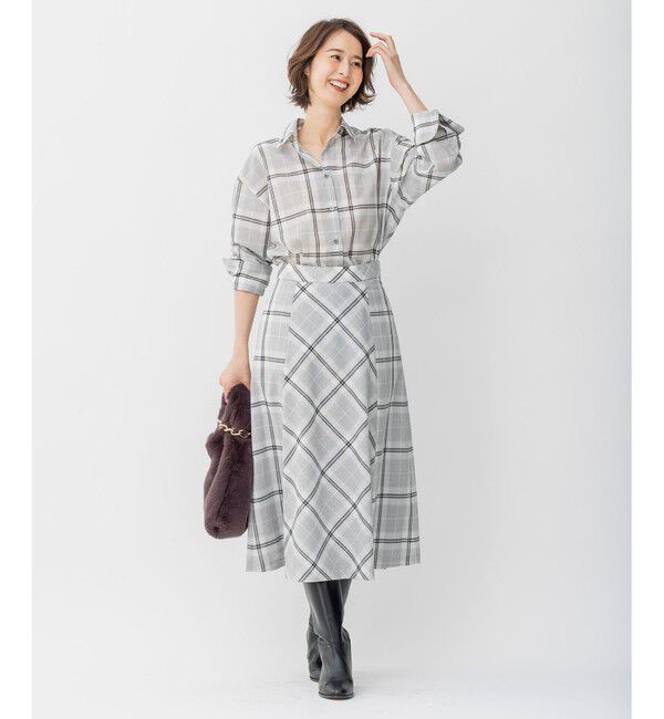 自由区「【洗える/セット可】オータムチェック フレアスカート」|スカート|