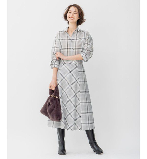 自由区「【洗える/セット可】オータムチェック フレアスカート」|スカート|