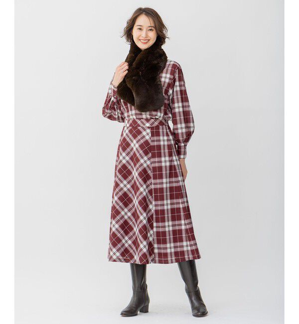 自由区「【洗える/セット可】オータムチェック フレアスカート」|スカート|