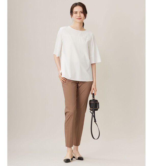 自由区「【接触冷感・洗える】コットンサテンストレッチテーパード パンツ」|その他|