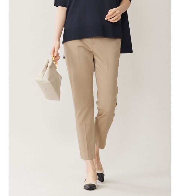 自由区「【接触冷感・洗える】コットンサテンストレッチテーパード パンツ」|その他|ベージュ
