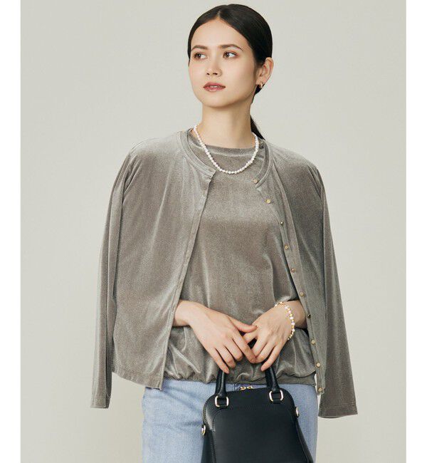 自由区「シアーベロア カーディガン」|カーディガン|モカ