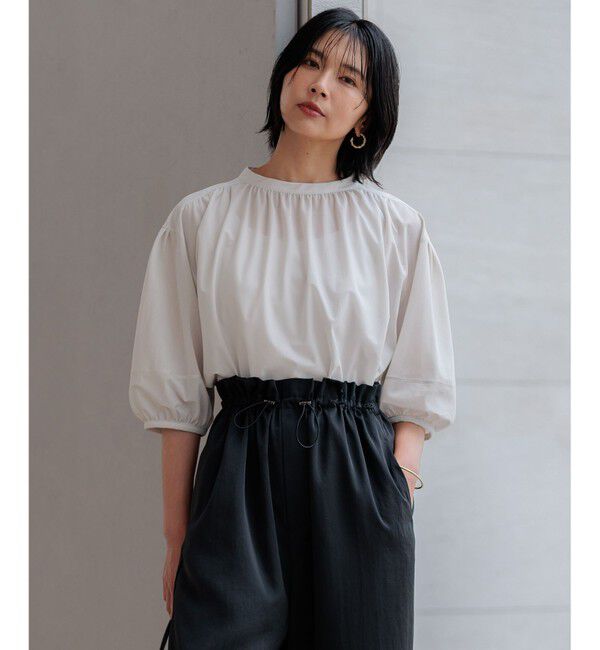 23区「【新色追加/洗える】クリアトリコットジャージー ギャザーデザイン カットソー」|Tシャツ・カットソー|ベージュ系