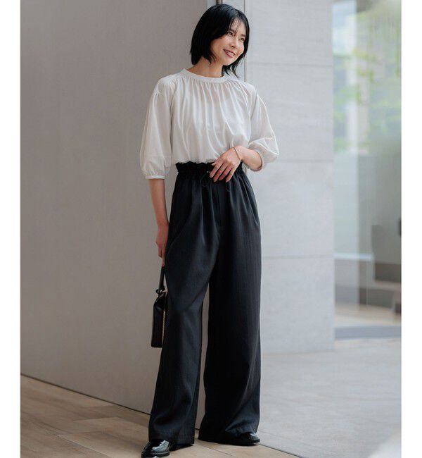 23区「【新色追加/洗える】クリアトリコットジャージー ギャザーデザイン カットソー」|Tシャツ・カットソー|