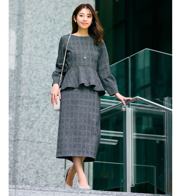 any SiS「【WEB・一部店舗限定】カットジャカードペプラム セットアップ」|スーツ|ブラック系3