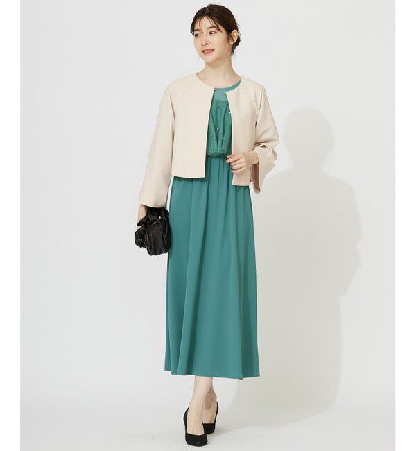 any SiS「【洗える】セレモニークロップド ジャケット」|ノーカラージャケット|