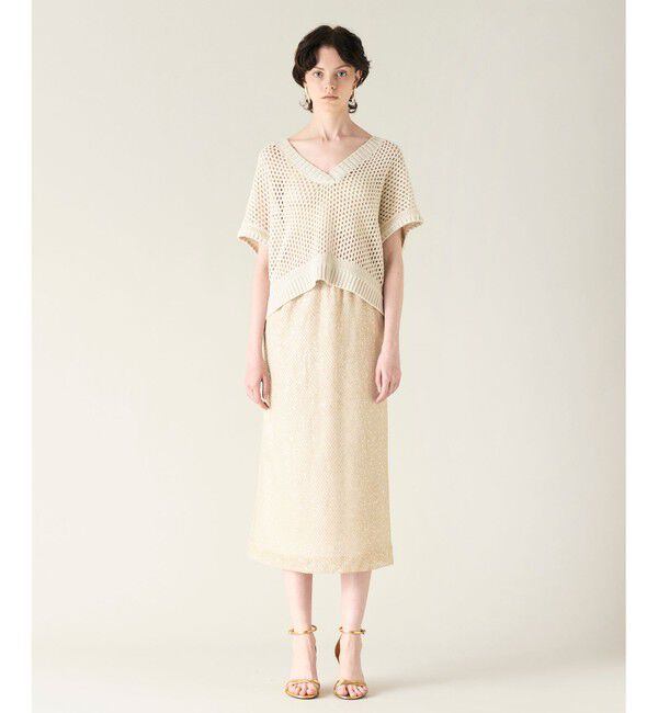 GRACE CONTINENTAL「メッシュVネックニットトップ」|ニット・セーター|