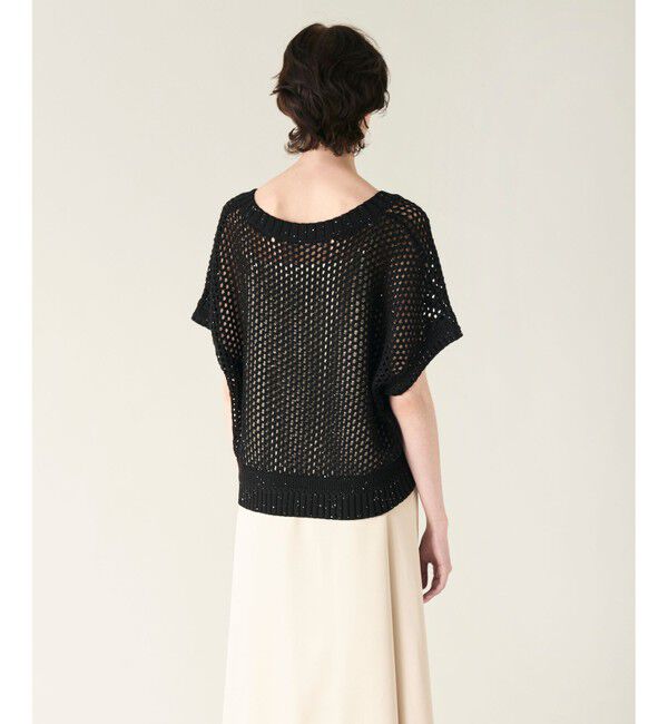 GRACE CONTINENTAL「メッシュVネックニットトップ」|ニット・セーター|