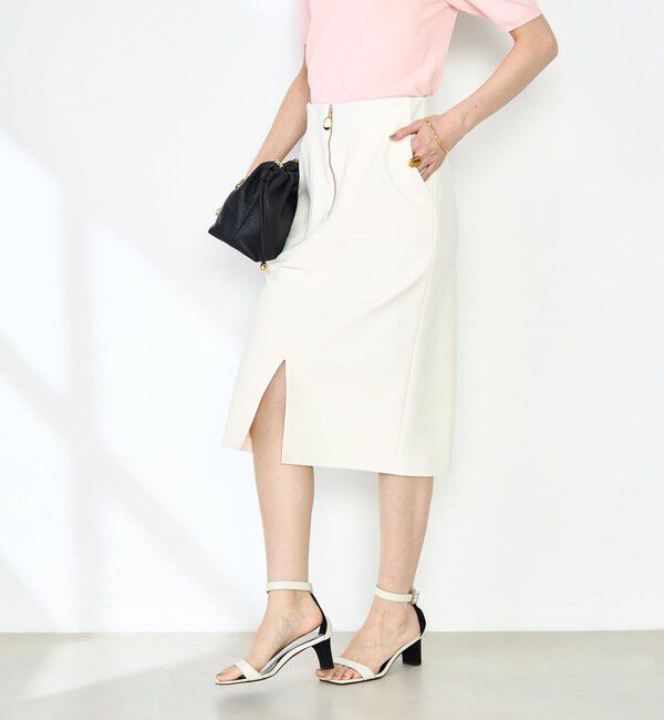 NOLLEY'S sophi「ウォッシャブルボンディングジョーゼットハーフジップタイトスカート」|タイト|