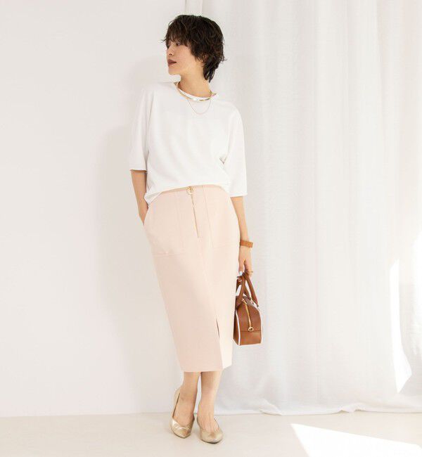 NOLLEY'S sophi「ウォッシャブルボンディングジョーゼットハーフジップタイトスカート」|タイト|