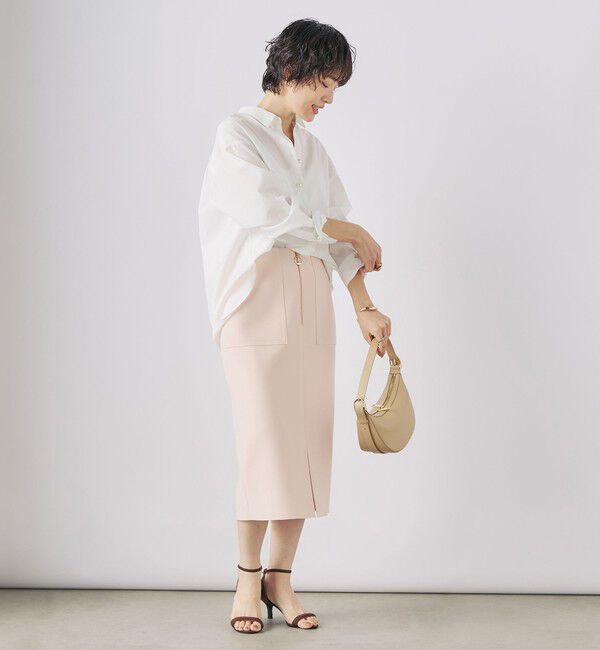 NOLLEY'S sophi「ウォッシャブルボンディングジョーゼットハーフジップタイトスカート」|タイト|