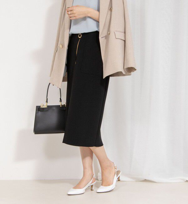 NOLLEY'S sophi「ウォッシャブルボンディングジョーゼットハーフジップタイトスカート」|タイト|