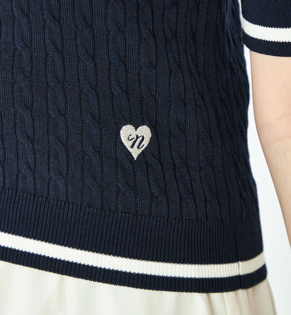 NOLLEY'S「配色ケーブルポロ衿ニット」|ニット・セーター|