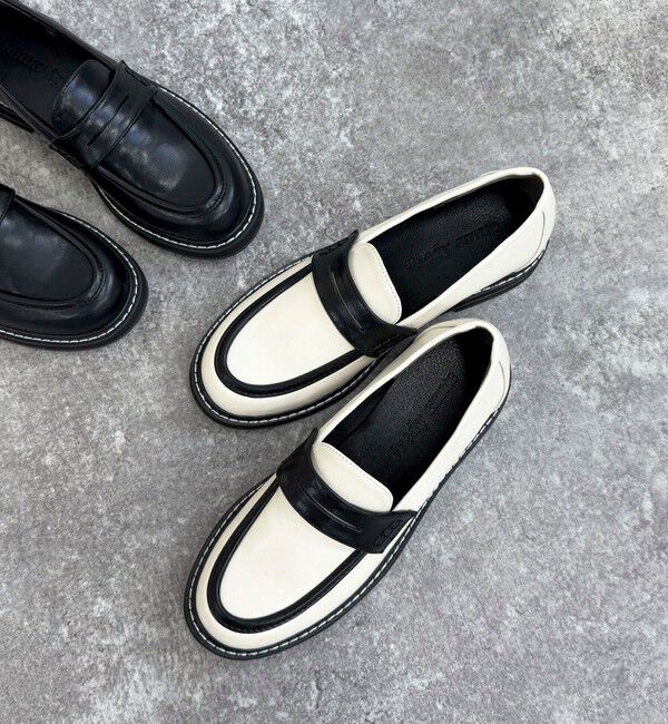 fredy emue「配色ステッチコインローファー」|その他|ホワイト系その他