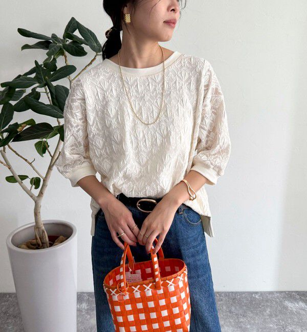 fredy emue「ストレッチレースプルオーバー」|Tシャツ・カットソー|オフホワイト