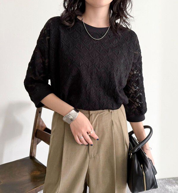 fredy emue「ストレッチレースプルオーバー」|Tシャツ・カットソー|