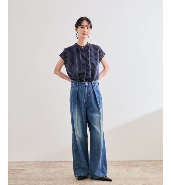 ROPE「【洗える】キュプラシルク フレンチスリーブブラウス」|シャツ・ブラウス|