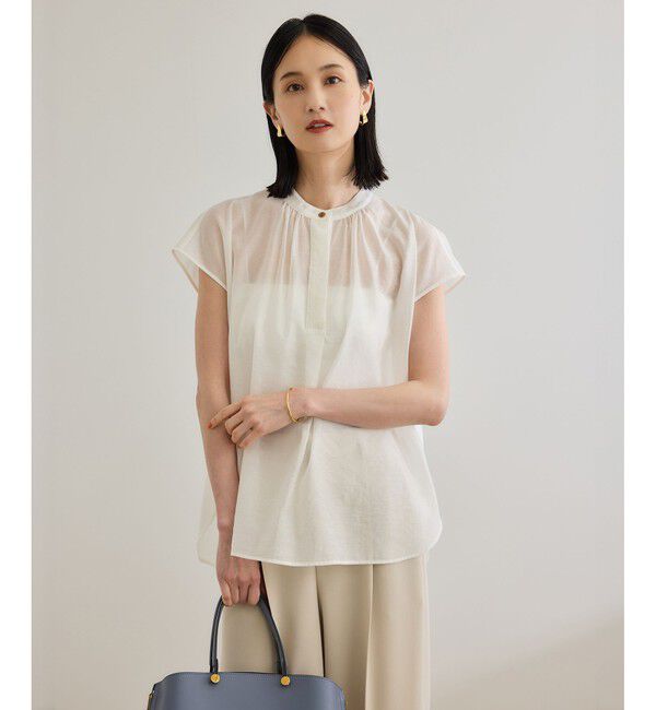 ROPE「【洗える】キュプラシルク フレンチスリーブブラウス」|シャツ・ブラウス|