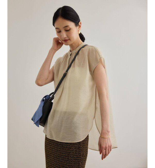 ROPE「【洗える】キュプラシルク フレンチスリーブブラウス」|シャツ・ブラウス|