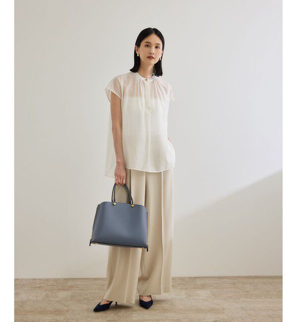 ROPE「【洗える】キュプラシルク フレンチスリーブブラウス」|シャツ・ブラウス|