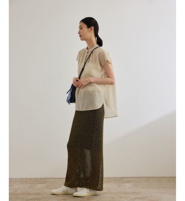 ROPE「【洗える】キュプラシルク フレンチスリーブブラウス」|シャツ・ブラウス|