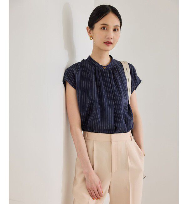 ROPE「【洗える】キュプラシルク フレンチスリーブブラウス」|シャツ・ブラウス|