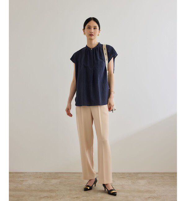 ROPE「【洗える】キュプラシルク フレンチスリーブブラウス」|シャツ・ブラウス|