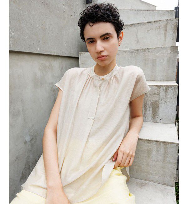 ROPE「【洗える】キュプラシルク フレンチスリーブブラウス」|シャツ・ブラウス|