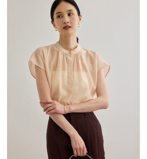 ROPE「【洗える】キュプラシルク フレンチスリーブブラウス」|シャツ・ブラウス|