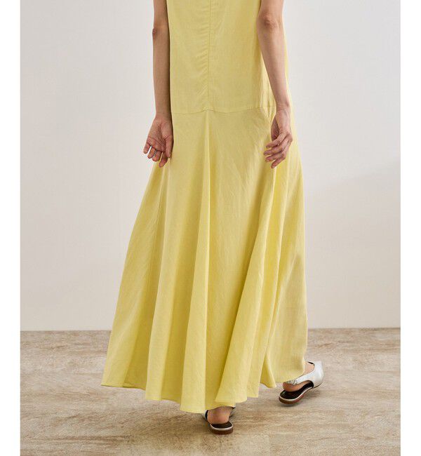 ROPE「レーヨンリネン スラッシュドネックワンピース【セットジャケット対応】」|ワンピース|