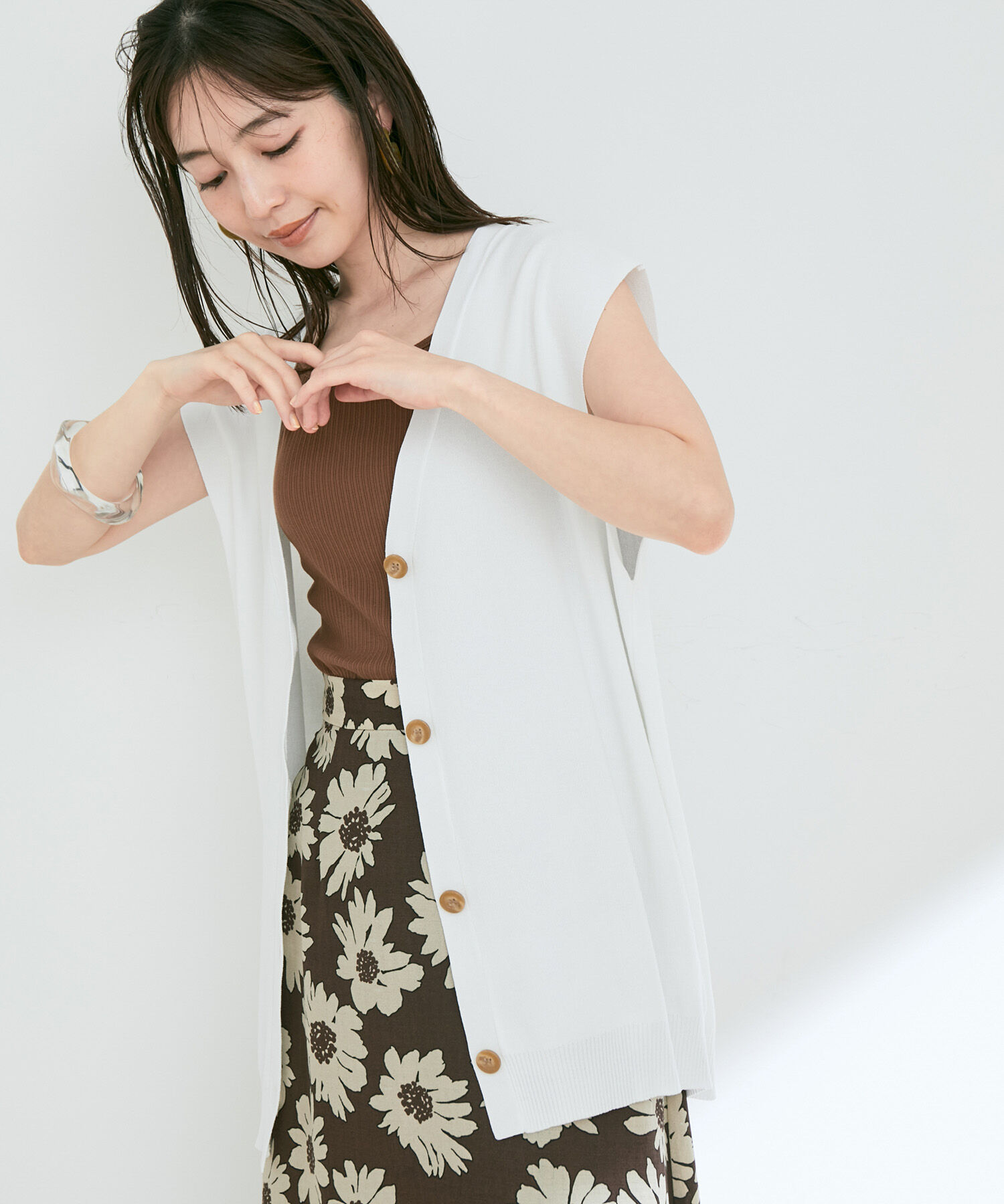 VIS「【接触冷感】【セットアップ対応】フレンチスリーブニットベスト」|ベスト・ジレ|