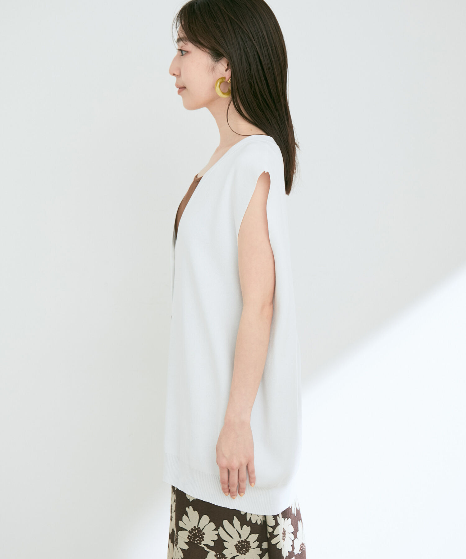 VIS「【接触冷感】【セットアップ対応】フレンチスリーブニットベスト」|ベスト・ジレ|