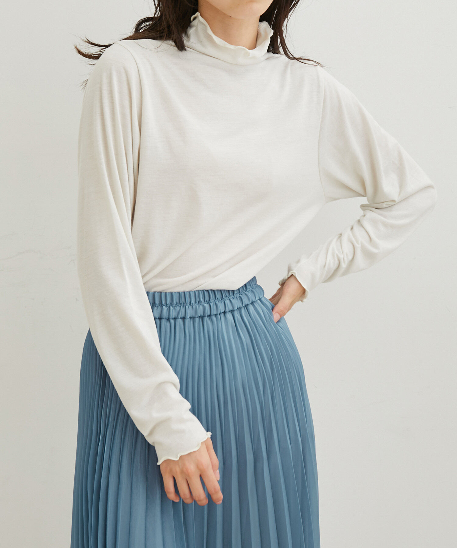 VIS「【洗える・吸湿発熱】前後2WAYハイネックメローインナー」|Tシャツ・カットソー|