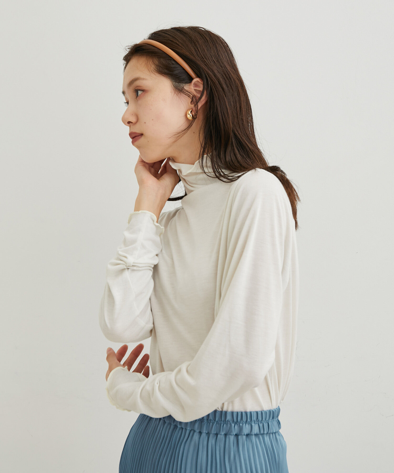 VIS「【洗える・吸湿発熱】前後2WAYハイネックメローインナー」|Tシャツ・カットソー|