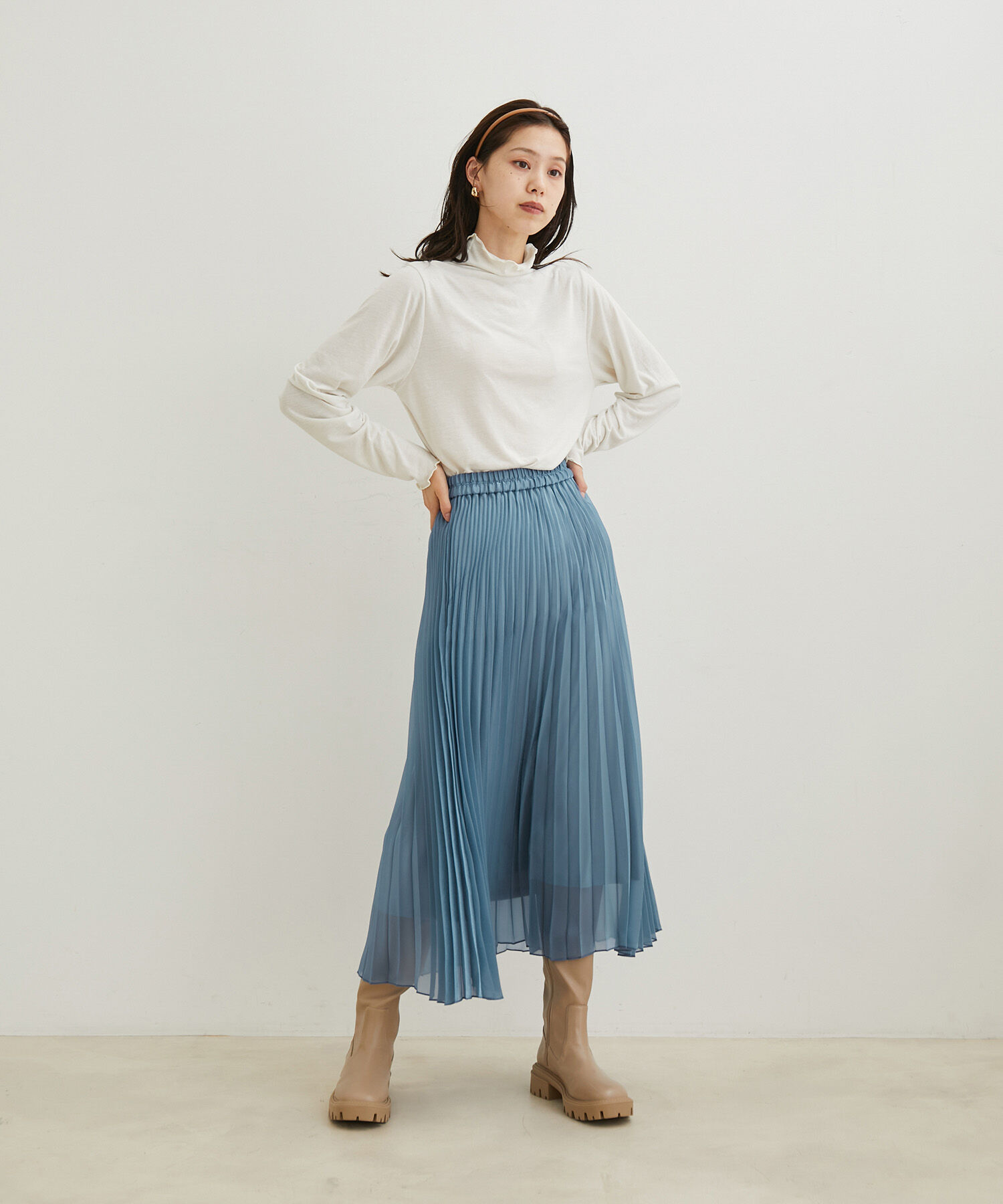 VIS「【洗える・吸湿発熱】前後2WAYハイネックメローインナー」|Tシャツ・カットソー|