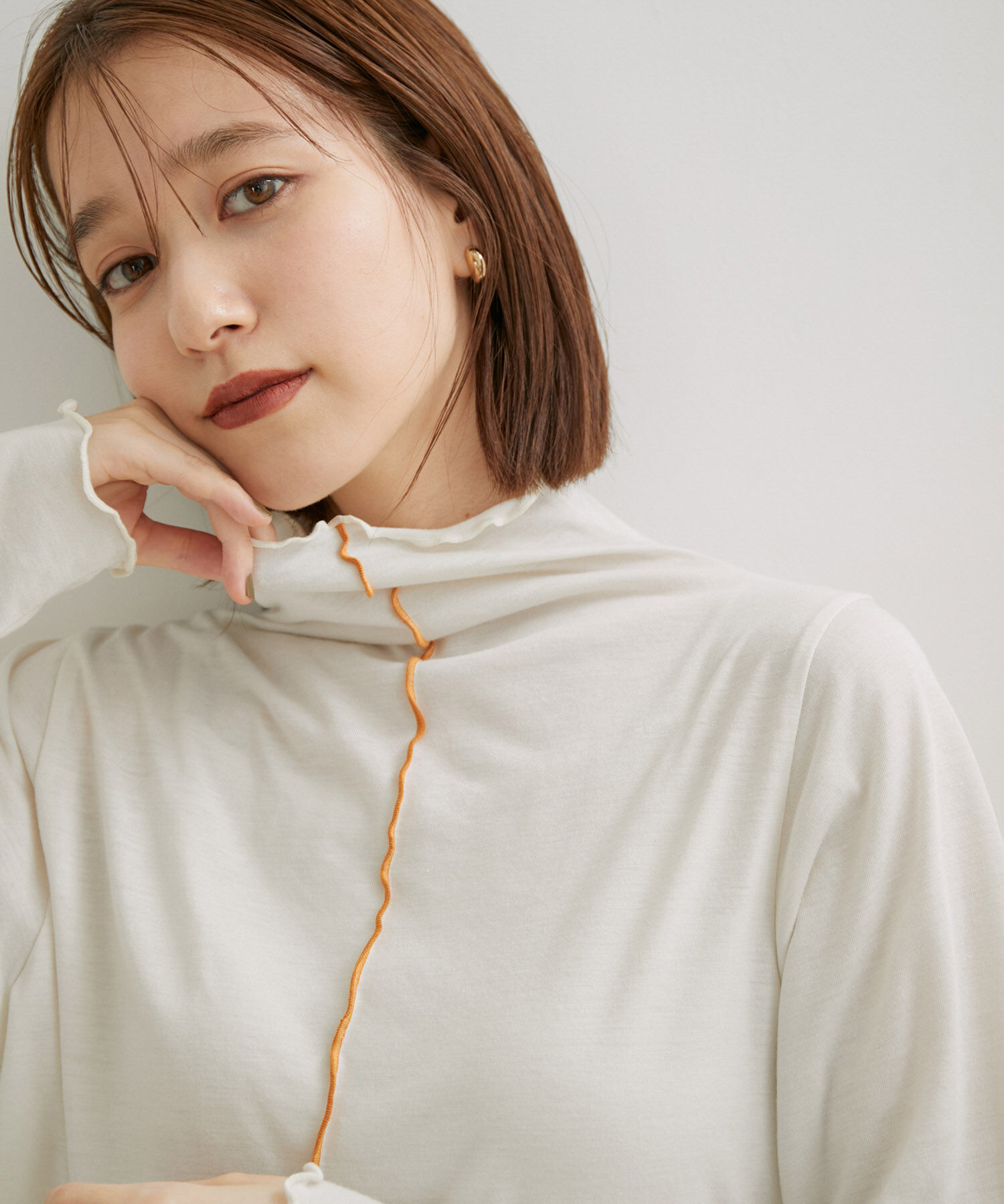 VIS「【洗える・吸湿発熱】前後2WAYハイネックメローインナー」|Tシャツ・カットソー|