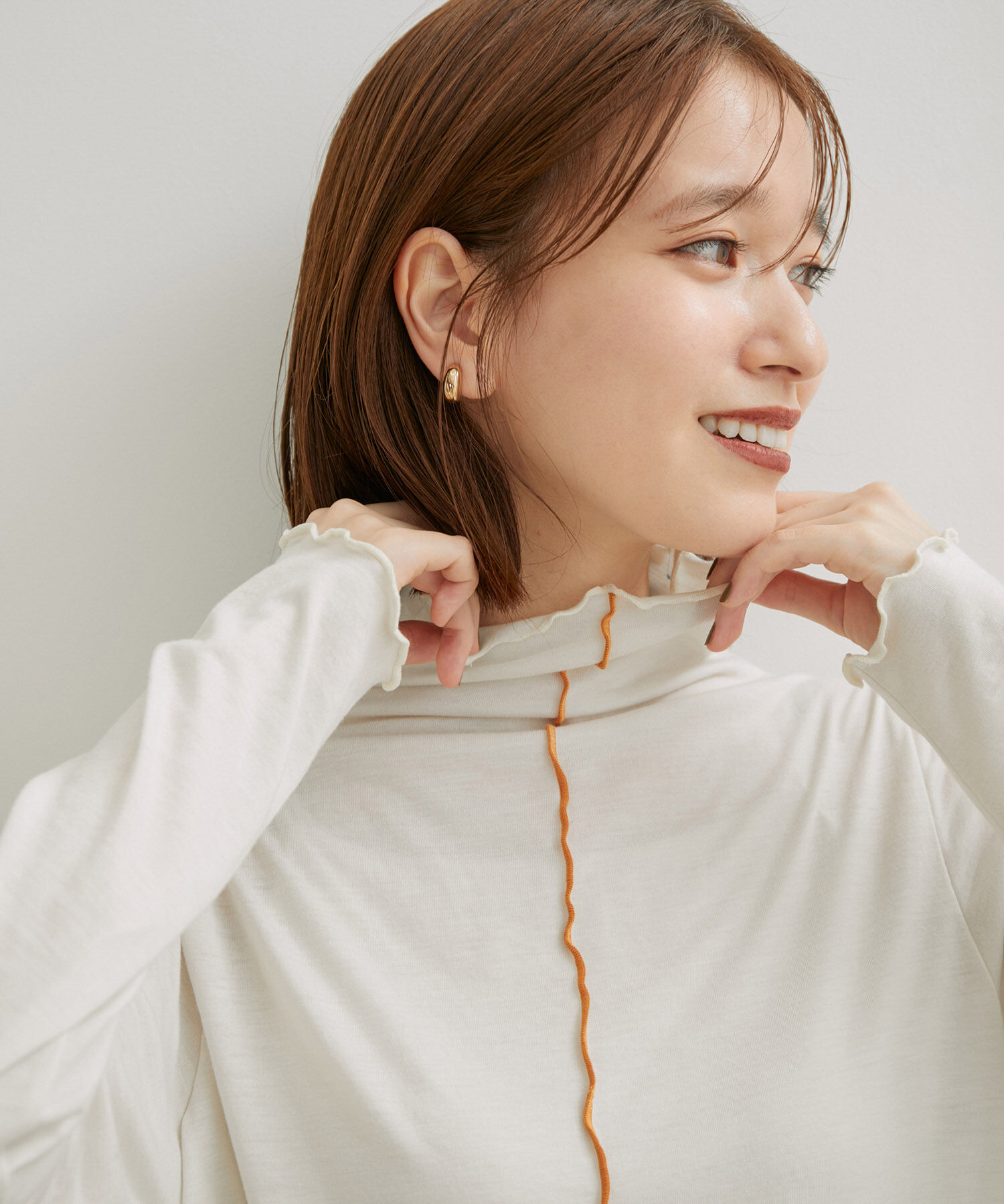 VIS「【洗える・吸湿発熱】前後2WAYハイネックメローインナー」|Tシャツ・カットソー|