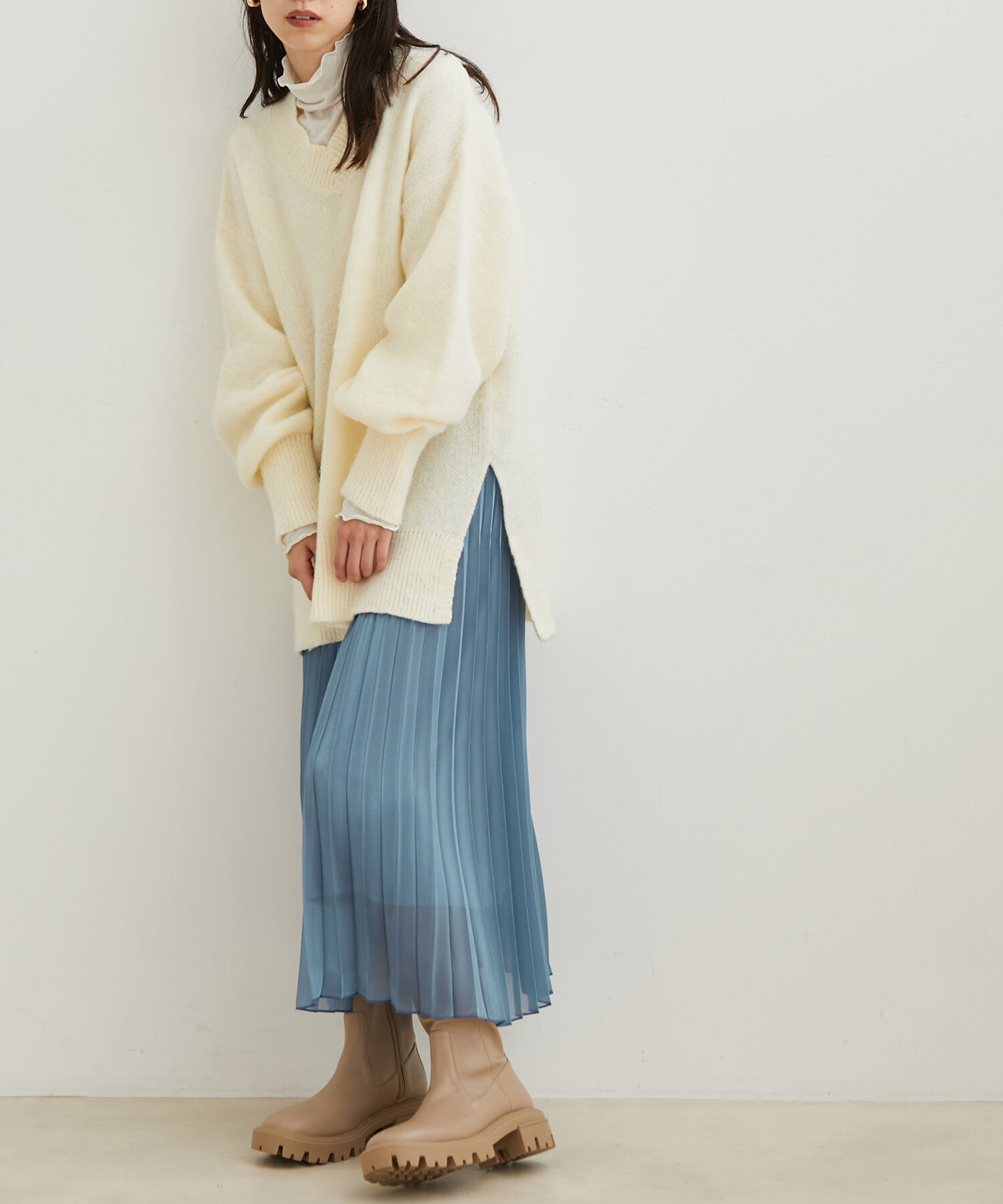 VIS「【洗える・吸湿発熱】前後2WAYハイネックメローインナー」|Tシャツ・カットソー|