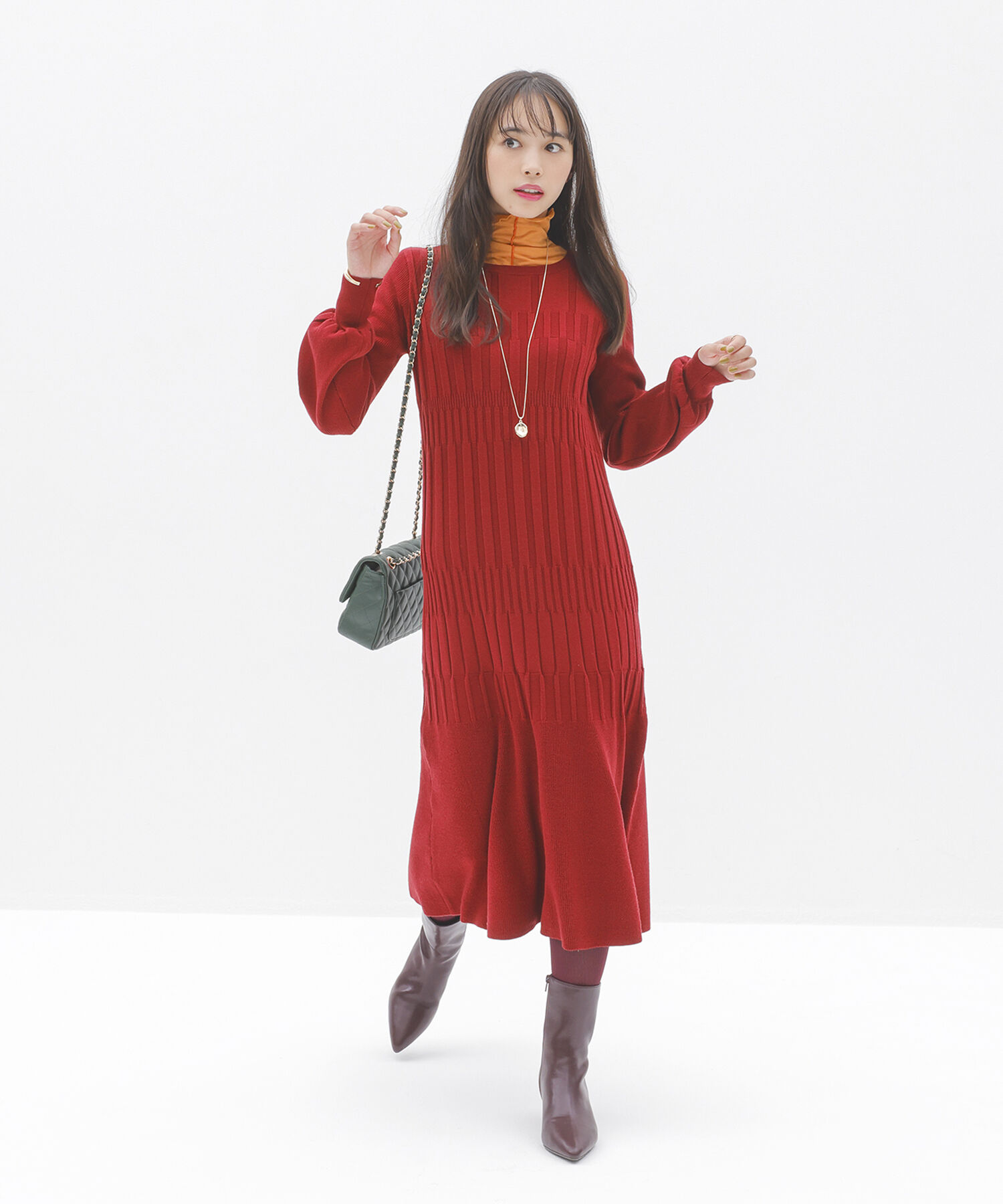 VIS「【洗える・吸湿発熱】前後2WAYハイネックメローインナー」|Tシャツ・カットソー|