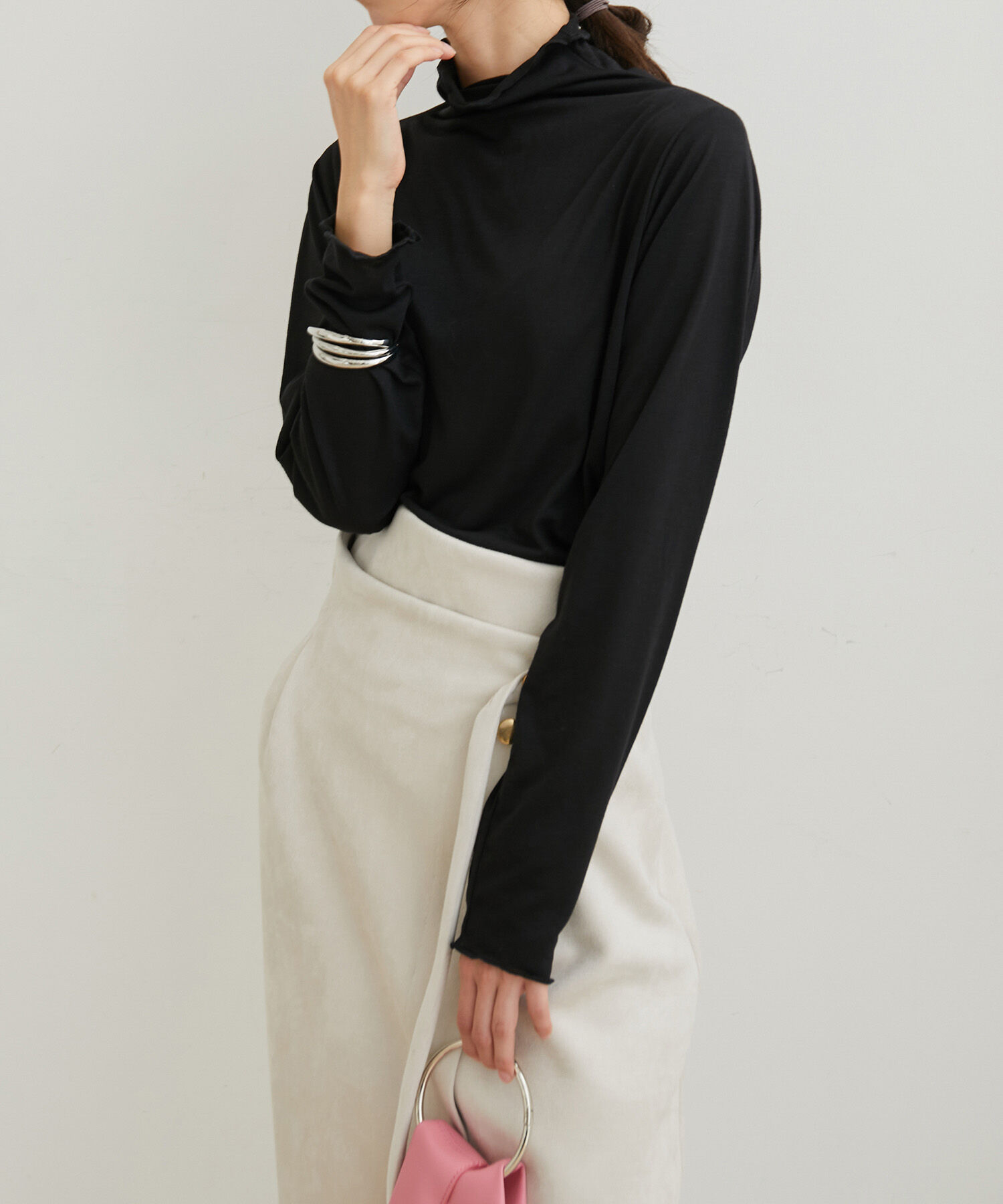 VIS「【洗える・吸湿発熱】前後2WAYハイネックメローインナー」|Tシャツ・カットソー|