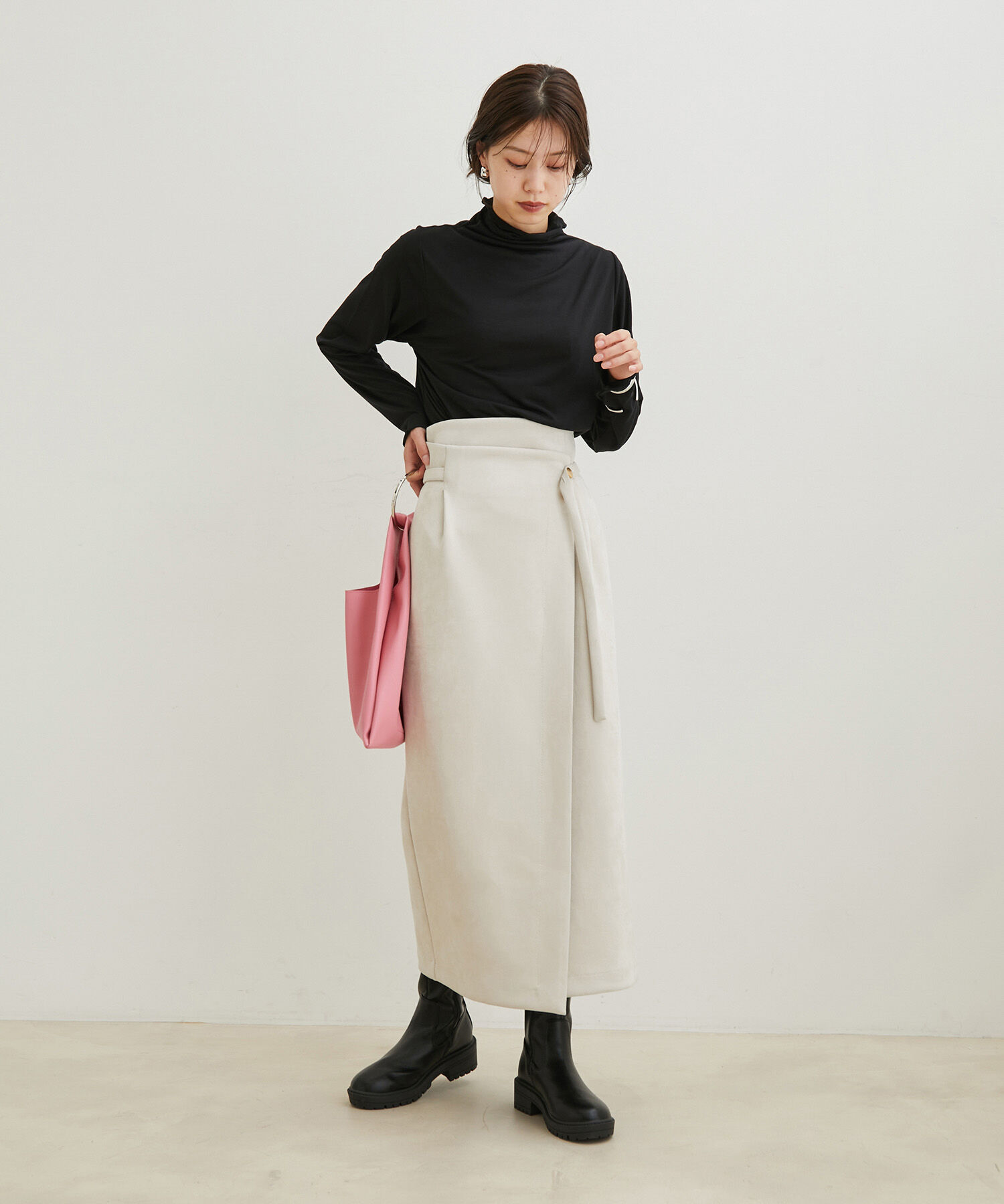 VIS「【洗える・吸湿発熱】前後2WAYハイネックメローインナー」|Tシャツ・カットソー|