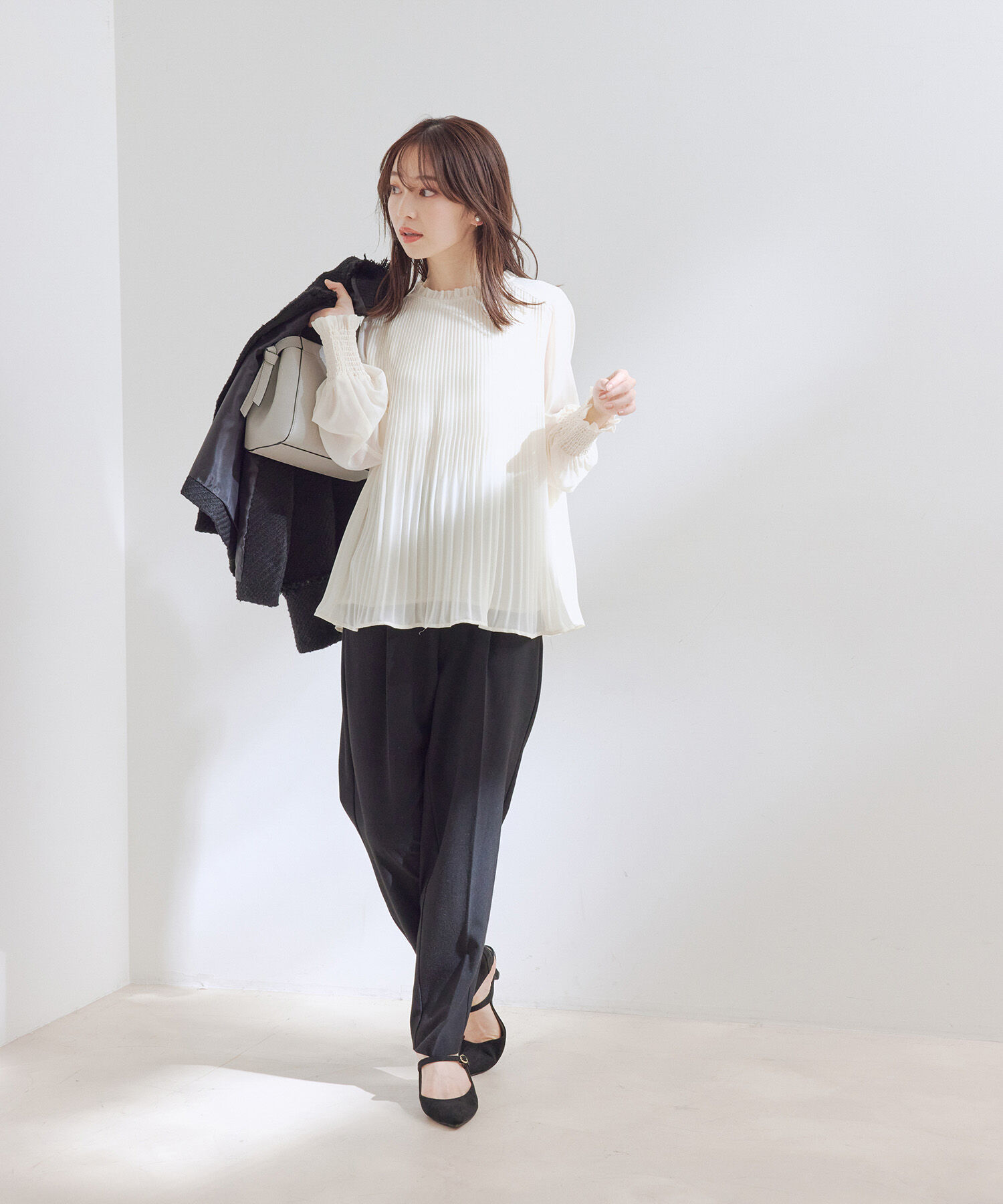 VIS「【洗える】シフォンプリーツブラウス」|シャツ・ブラウス|